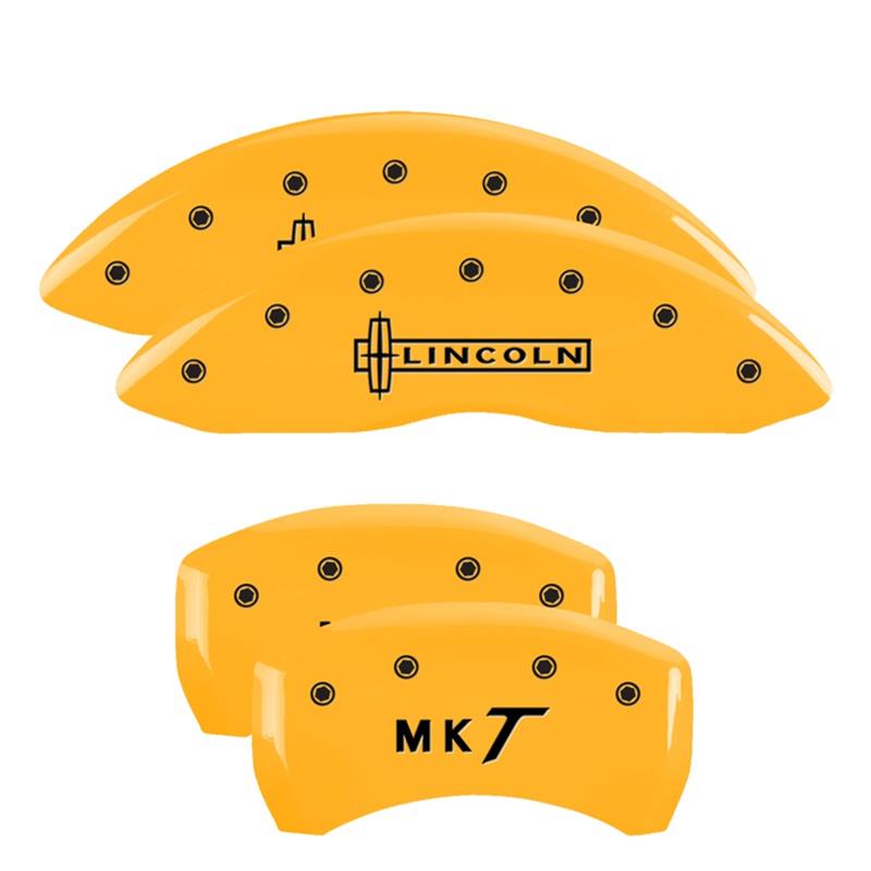 MGP 4 Caliper Covers Engraved Front Lincoln Engraved Rear MKT Yellow finish black ch thumbnail 3