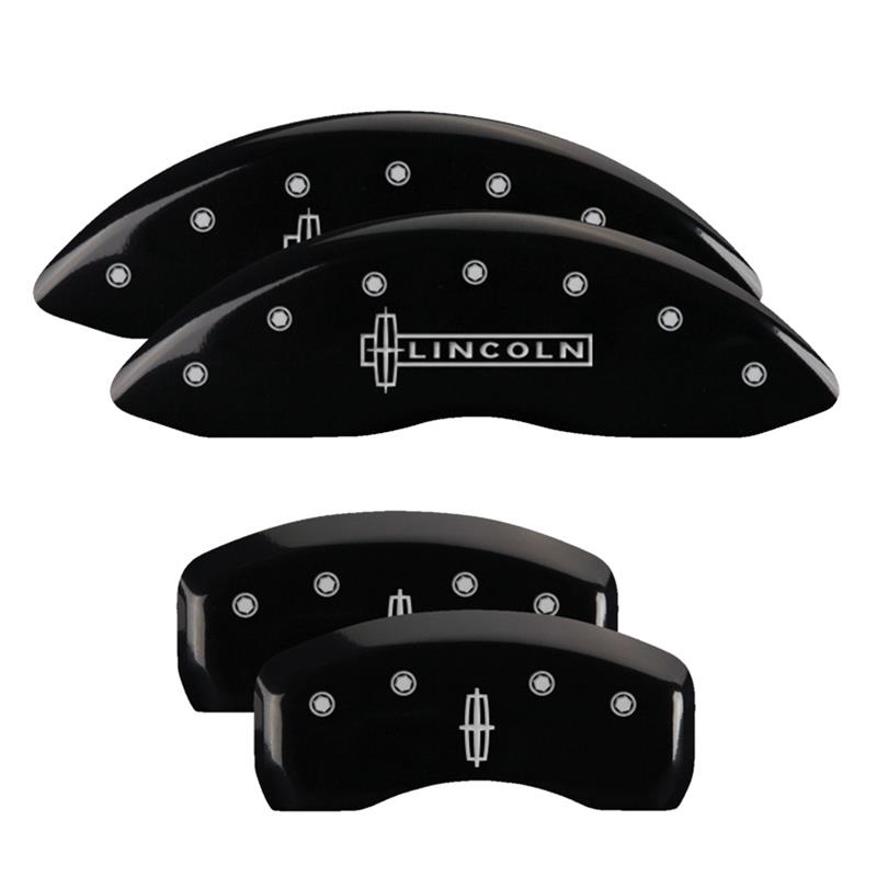 MGP 4 Caliper Covers Engraved Front Lincoln Engraved Rear Star logo Black finish silver ch thumbnail 3