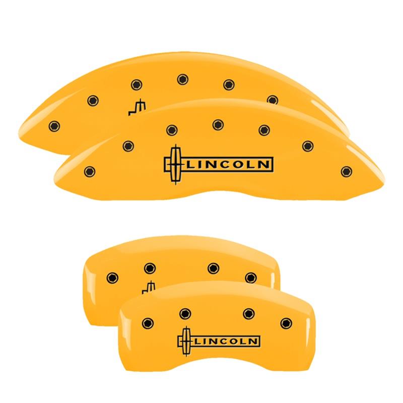 MGP 4 Caliper Covers Engraved Front & Rear Lincoln Yellow finish black ch thumbnail 3