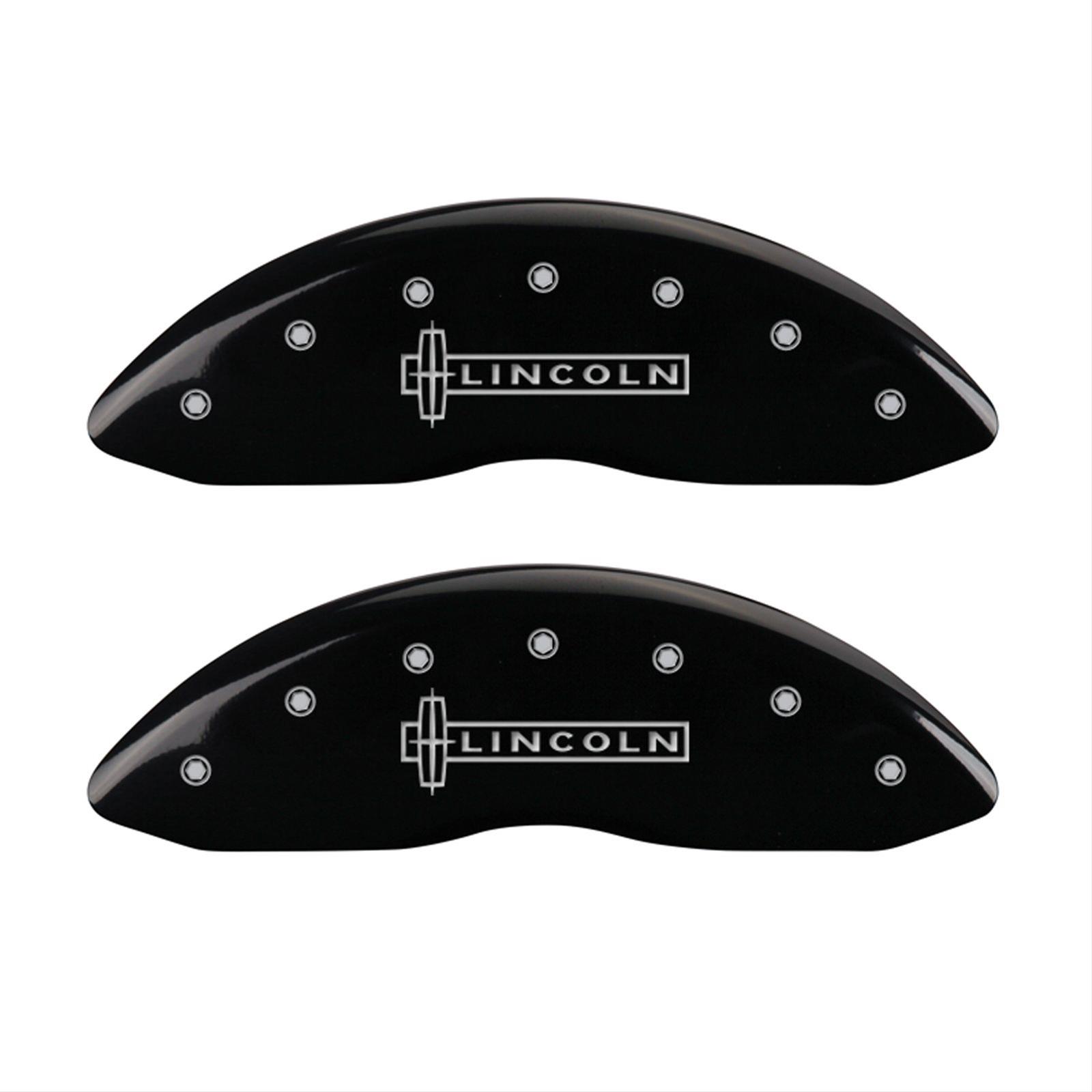 MGP 4 Caliper Covers Engraved Front Lincoln Engraved Rear MKX Black finish silver ch