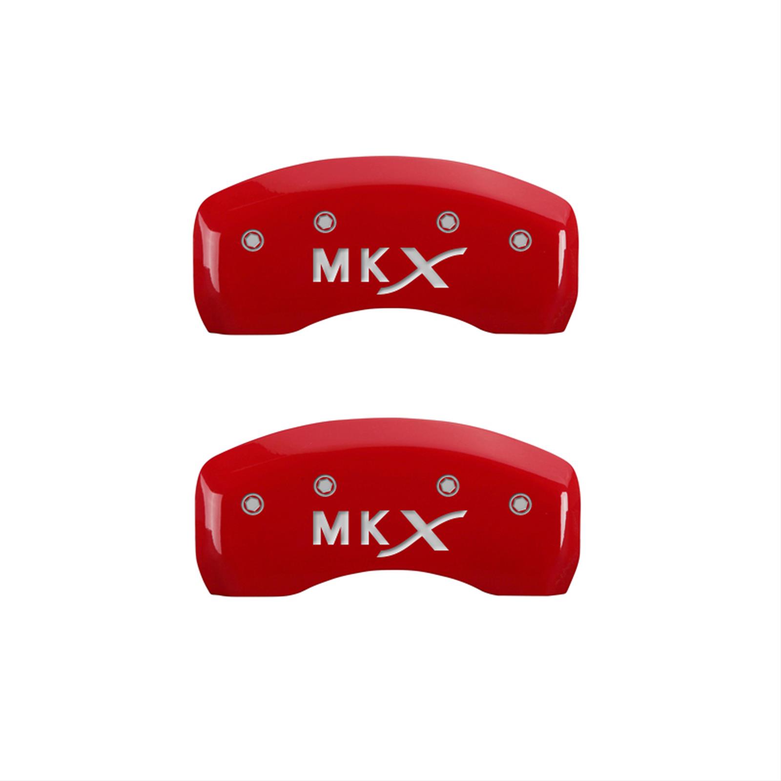 MGP 4 Caliper Covers Engraved Front Lincoln Engraved Rear MKX Red finish silver ch thumbnail 2