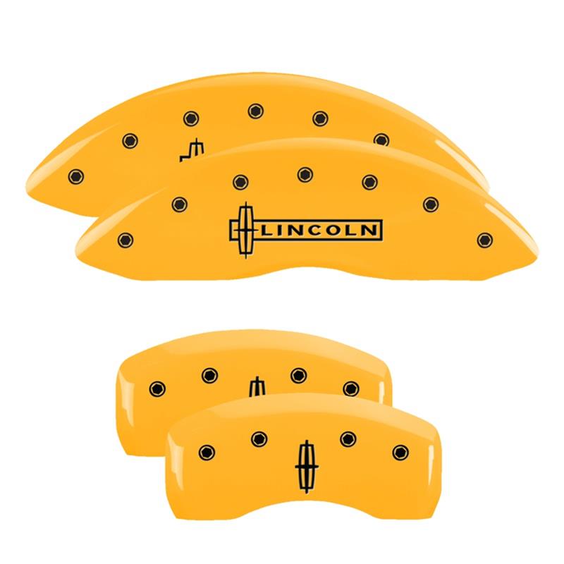 MGP 4 Caliper Covers Engraved Front Lincoln Rear Star Logo Yellow Finish Black Char 2017 Lincoln MKZ thumbnail 3