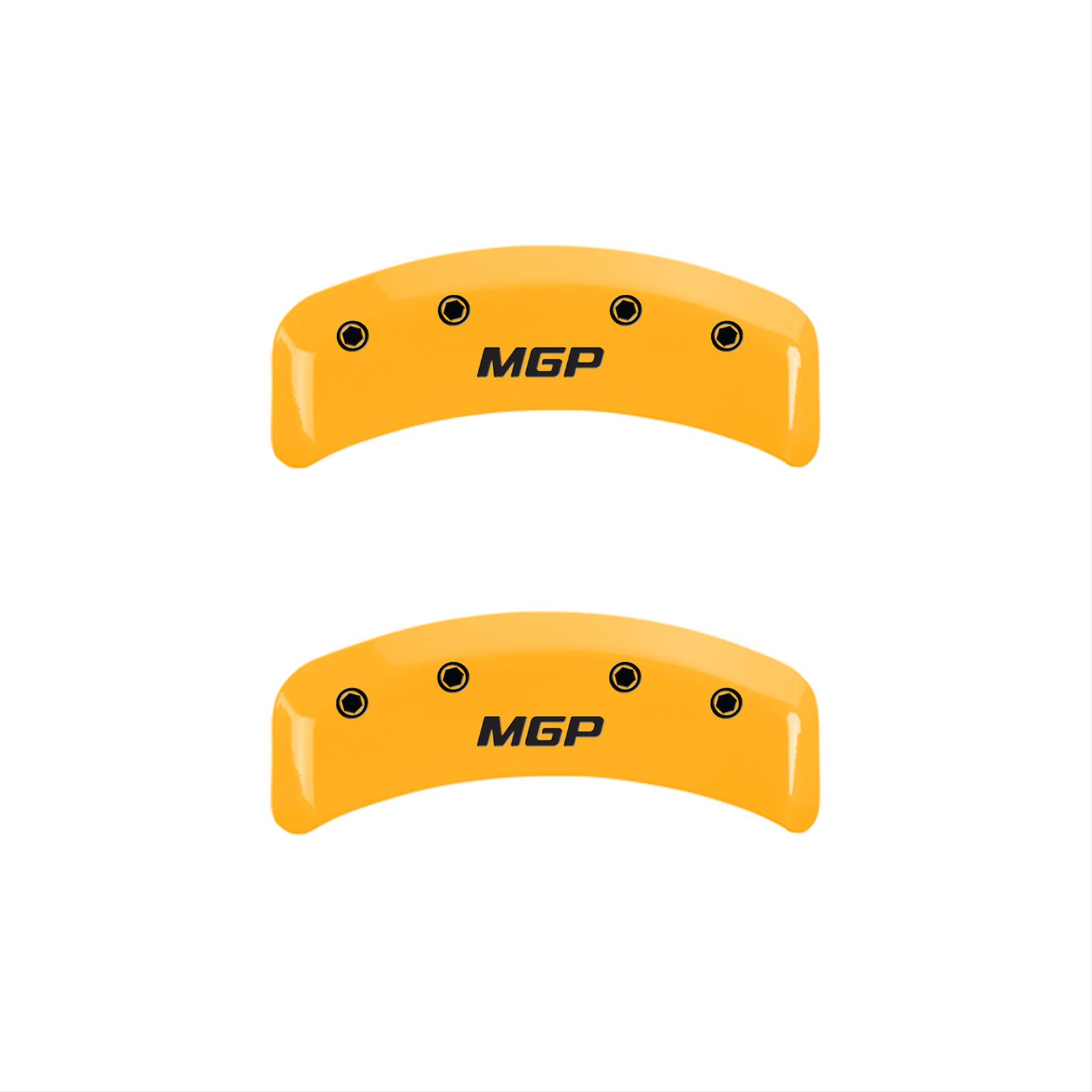 MGP 4 Caliper Covers Engraved Front & Rear MGP Yellow finish black ch