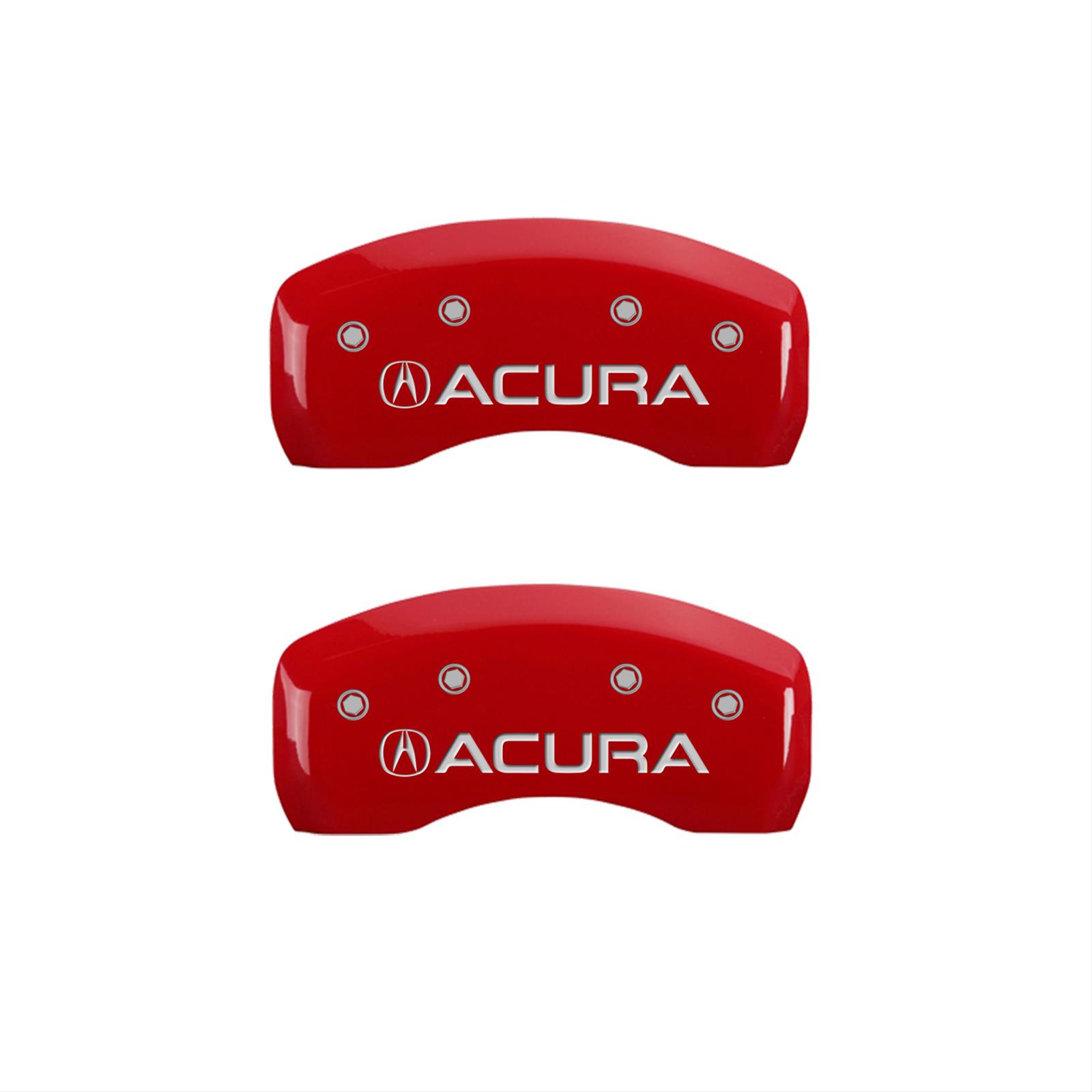 MGP 4 Caliper Covers Engraved Front & Rear Acura Red finish silver ch thumbnail 2