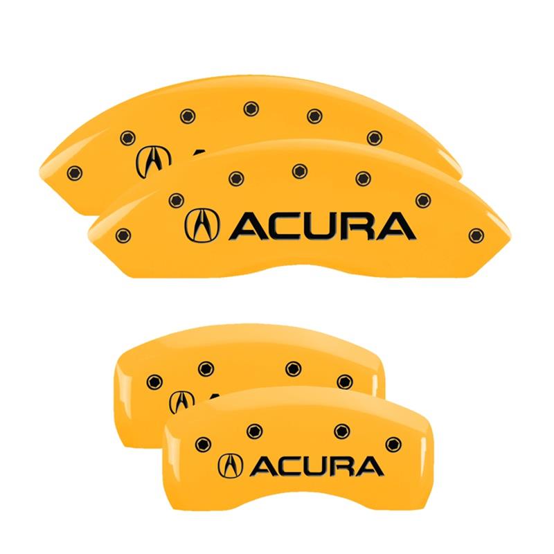 MGP 4 Caliper Covers Engraved Front & Rear Acura Yellow finish black ch thumbnail 3