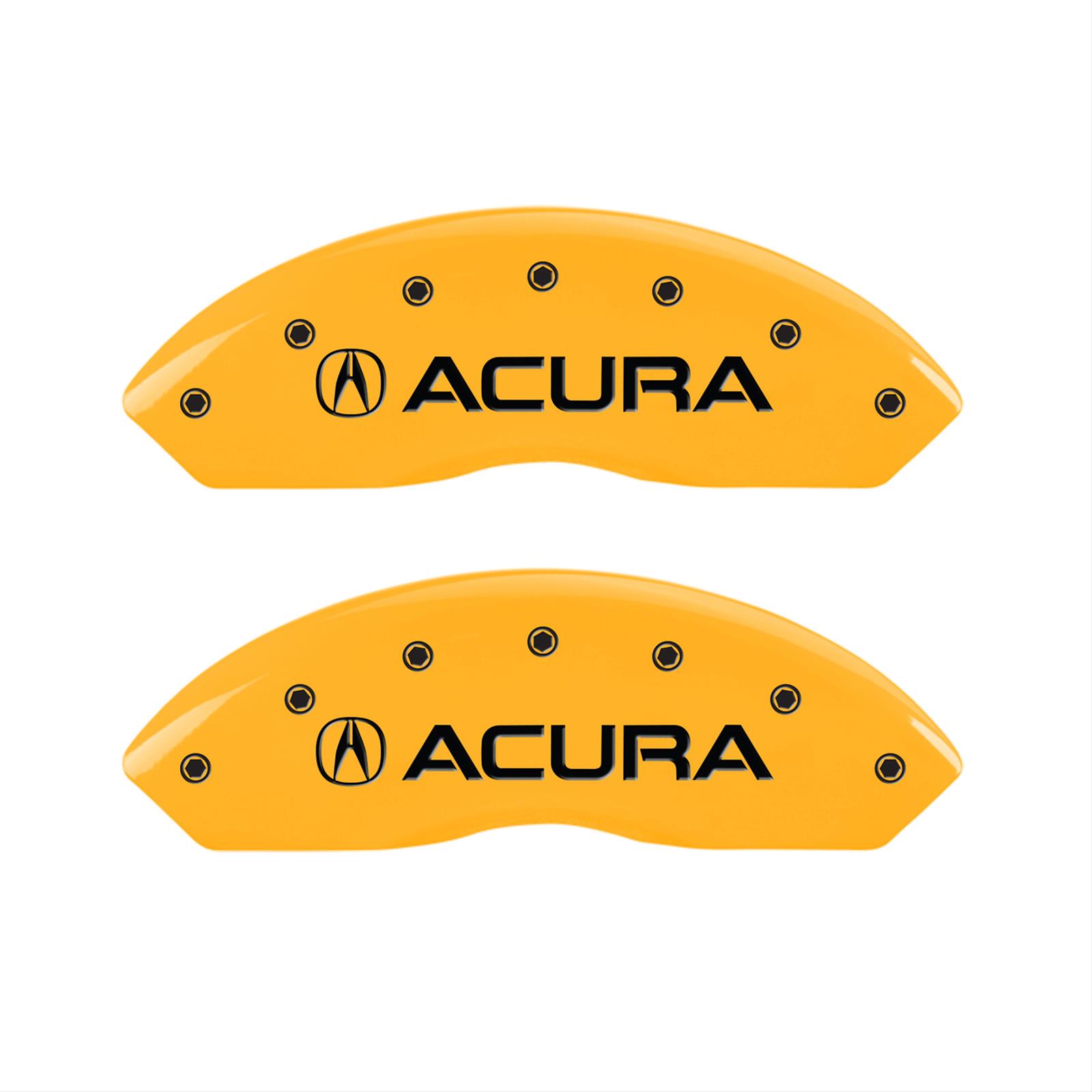 MGP 4 Caliper Covers Engraved Front & Rear Acura Yellow finish black ch thumbnail 2