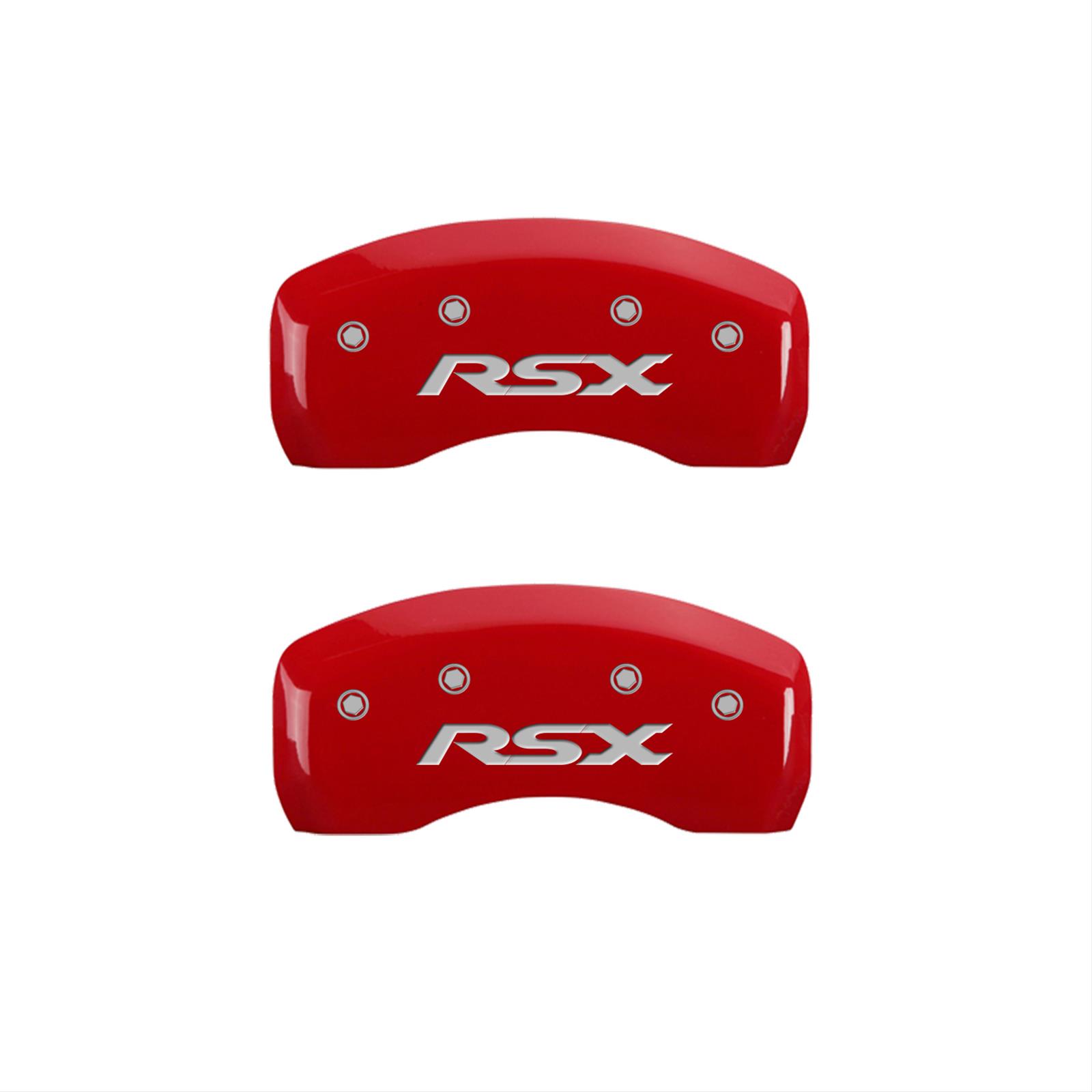 MGP 4 Caliper Covers Engraved Front Acura Engraved Rear RSX Red finish silver ch thumbnail 2