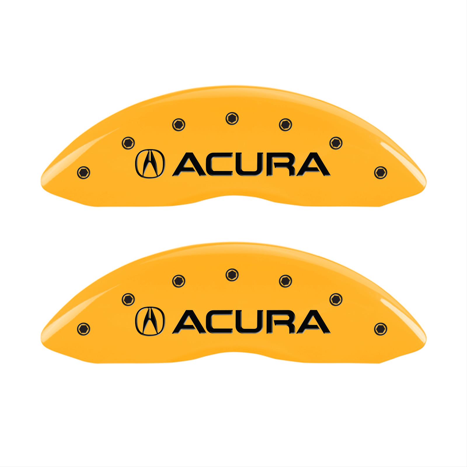MGP 4 Caliper Covers Engraved Front & Rear Acura Yellow finish black ch
