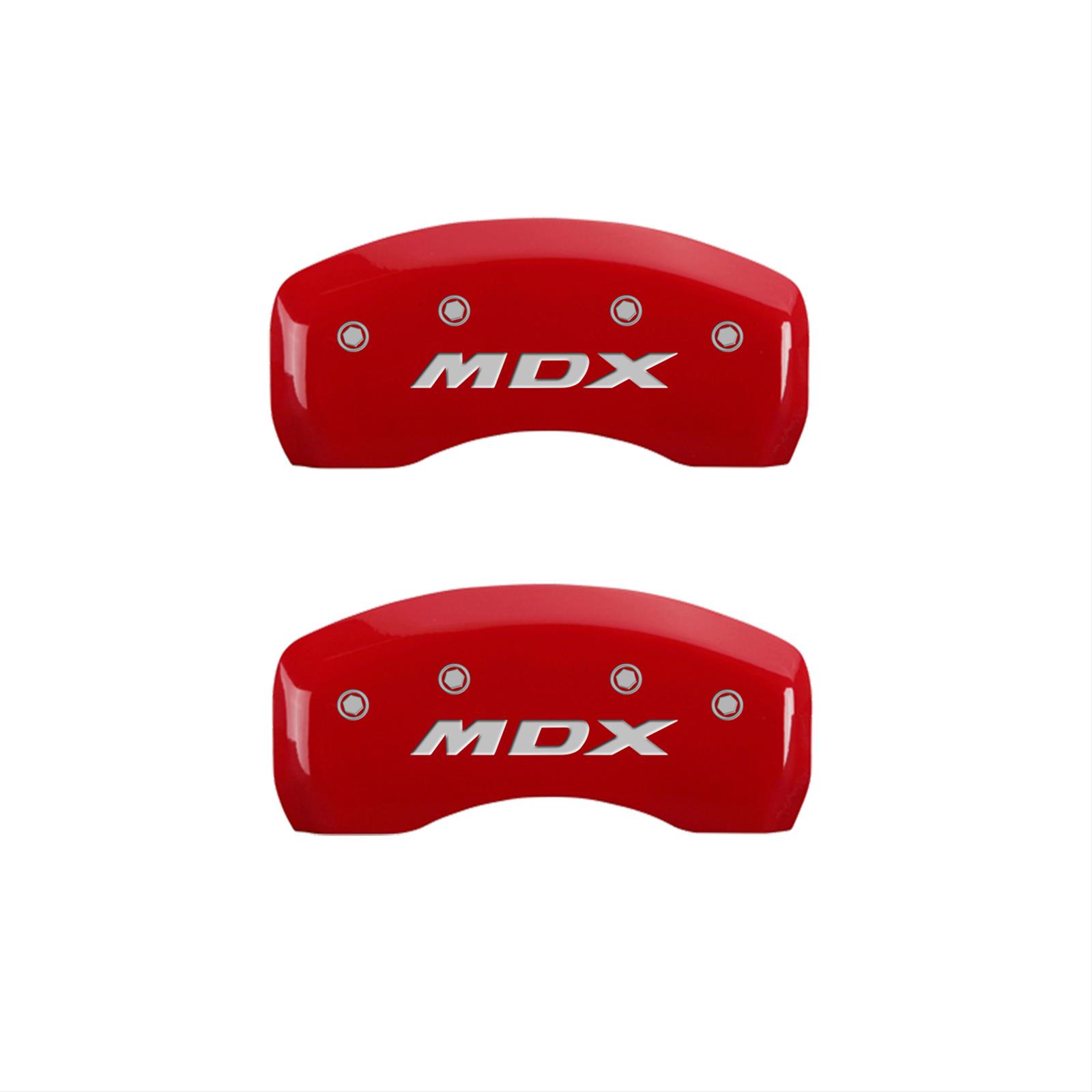MGP 4 Caliper Covers Engraved Front Acura Engraved Rear MDX Red finish silver ch thumbnail 2