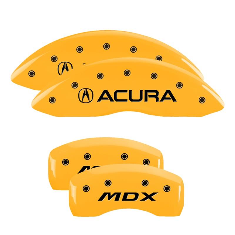 MGP 4 Caliper Covers Engraved Front Acura Engraved Rear MDX Yellow finish black ch thumbnail 3