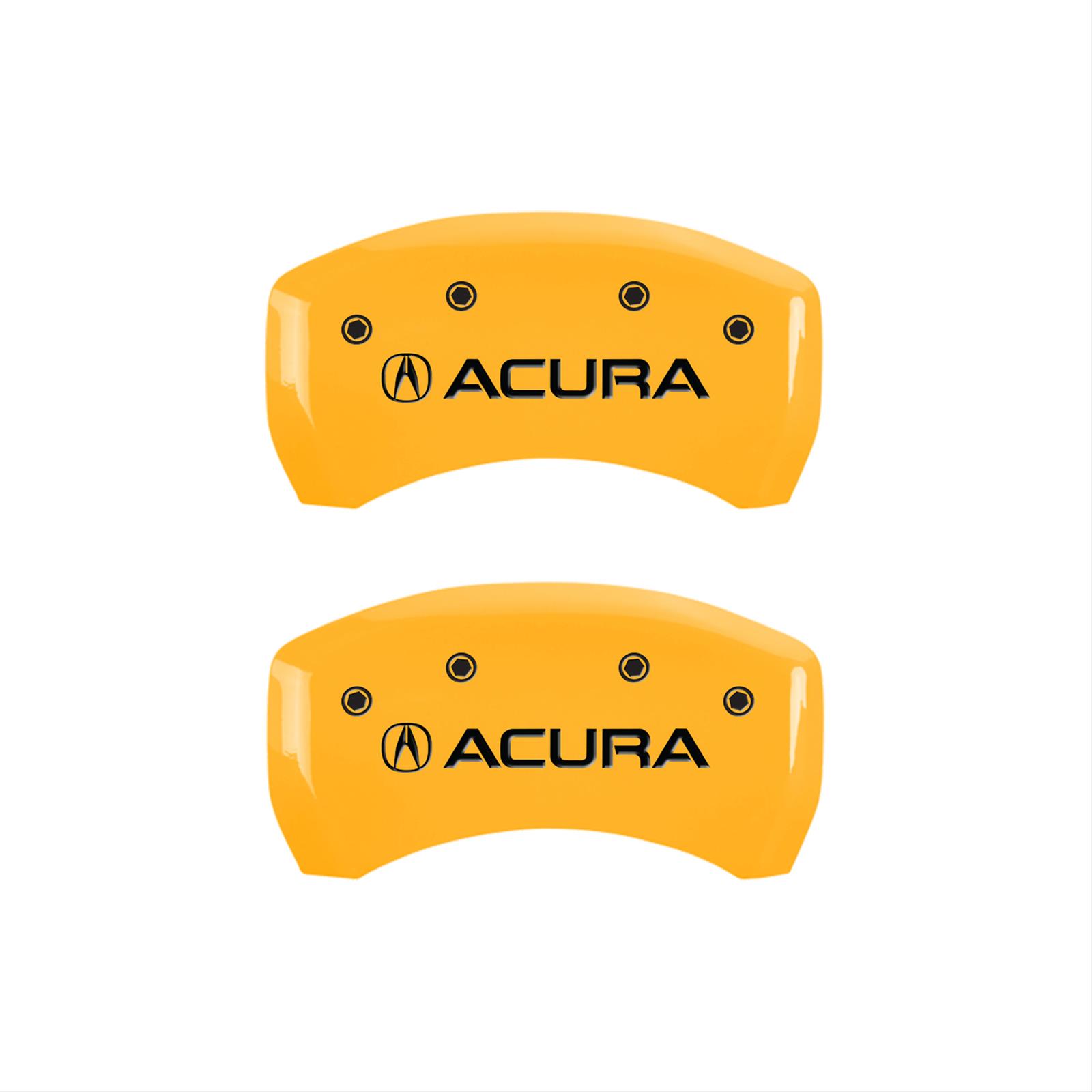 MGP 4 Caliper Covers Engraved Front & Rear Acura Yellow finish black ch thumbnail 2