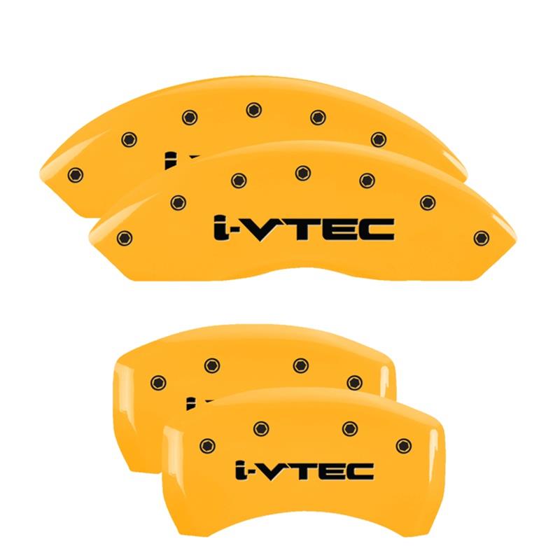 MGP 4 Caliper Covers Engraved Front & Rear i-Vtec Yellow finish black ch thumbnail 3