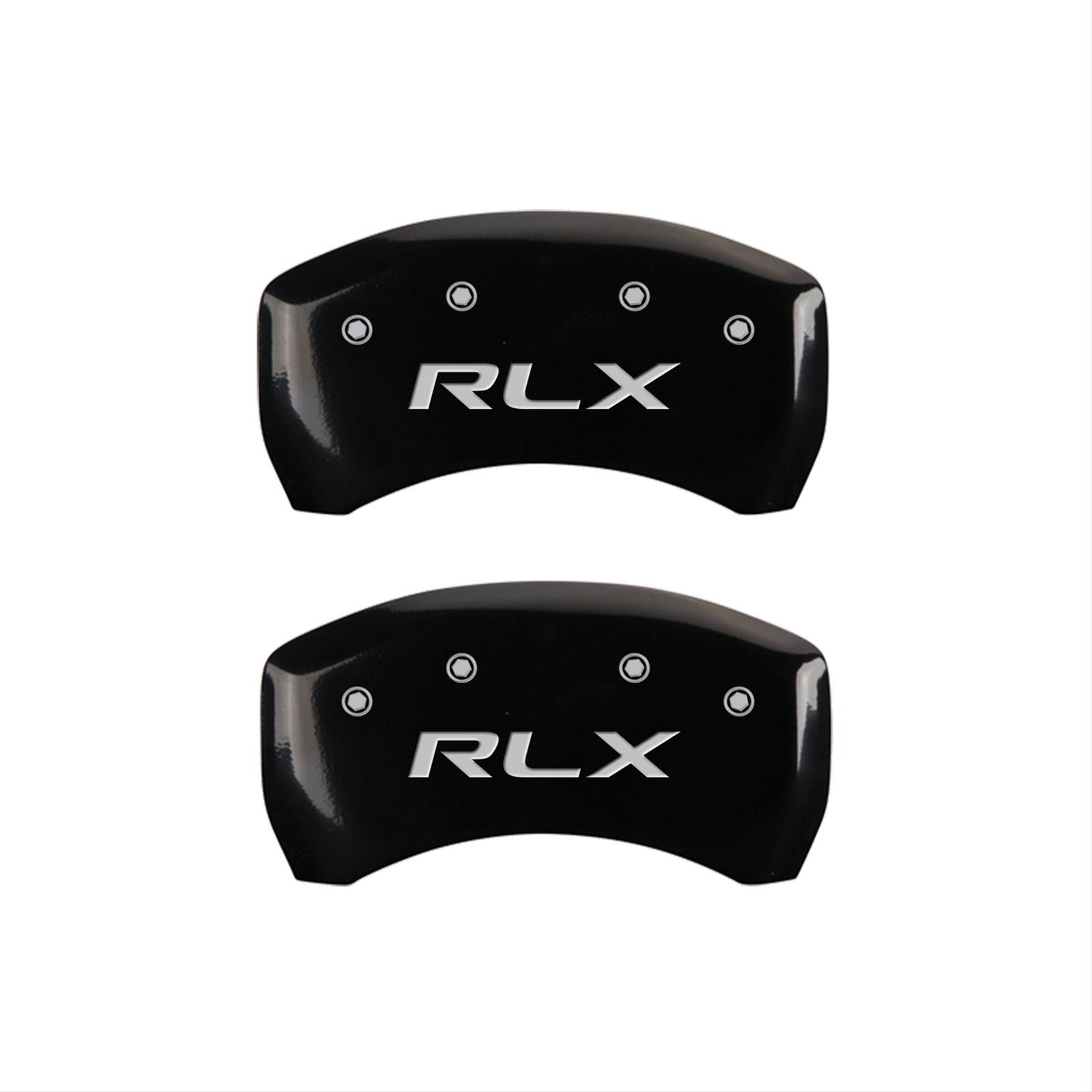 MGP 4 Caliper Covers Engraved Front Acura Engraved Rear RLX Black finish silver ch