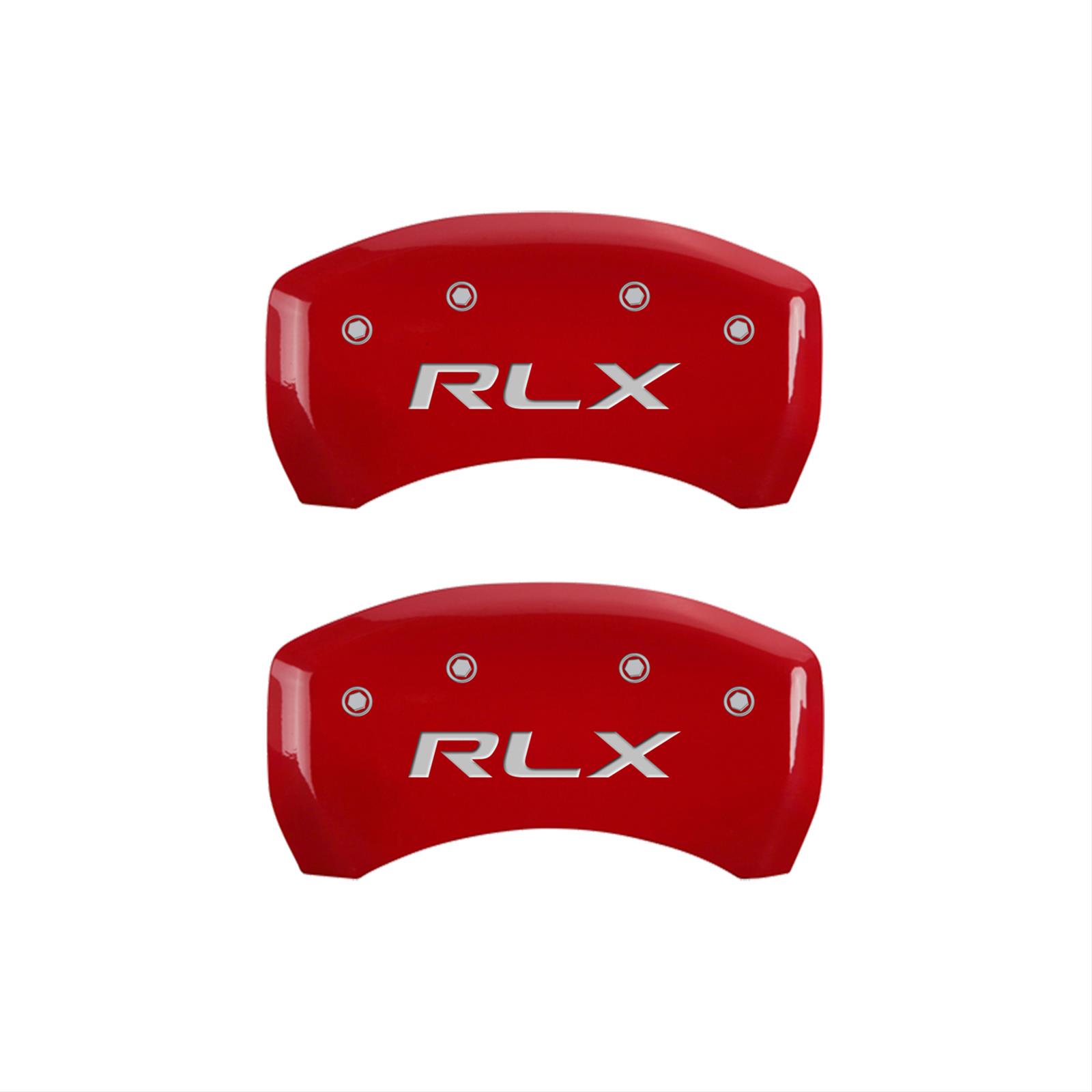 MGP 4 Caliper Covers Engraved Front Acura Engraved Rear RLX Red finish silver ch thumbnail 2