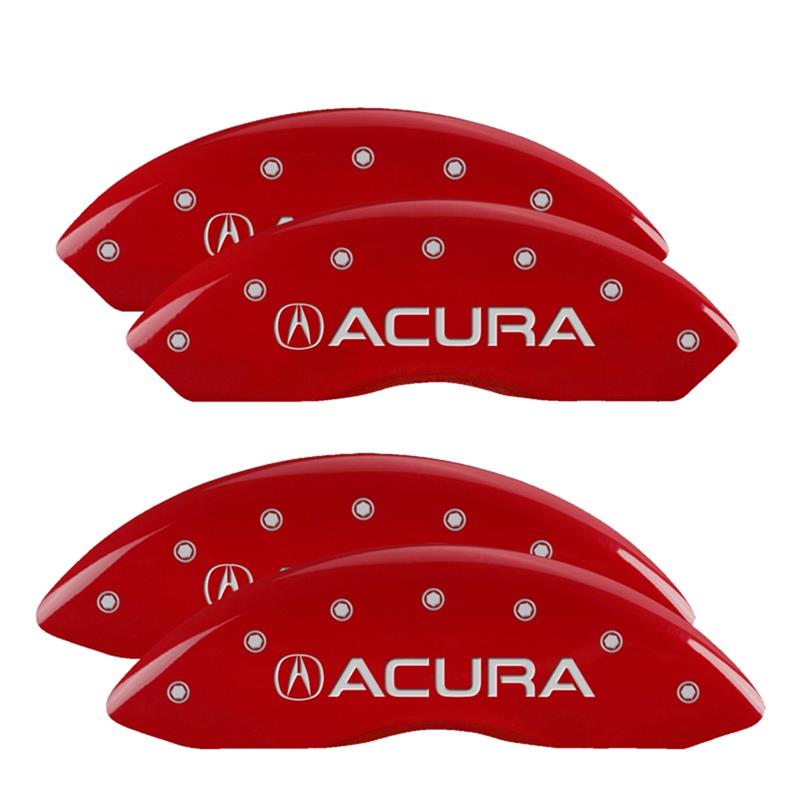 MGP 4 Caliper Covers Engraved Front & Rear Acura Red finish silver ch thumbnail 3