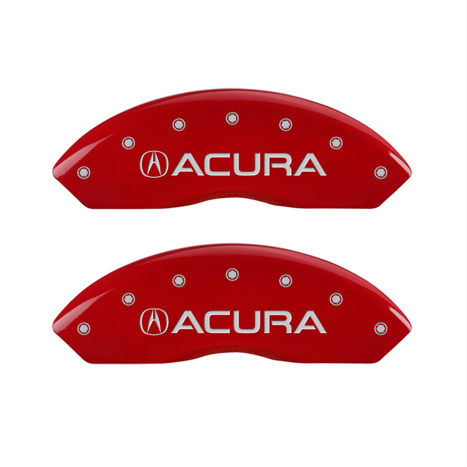 MGP 4 Caliper Covers Engraved Front & Rear Acura Red finish silver ch thumbnail 2