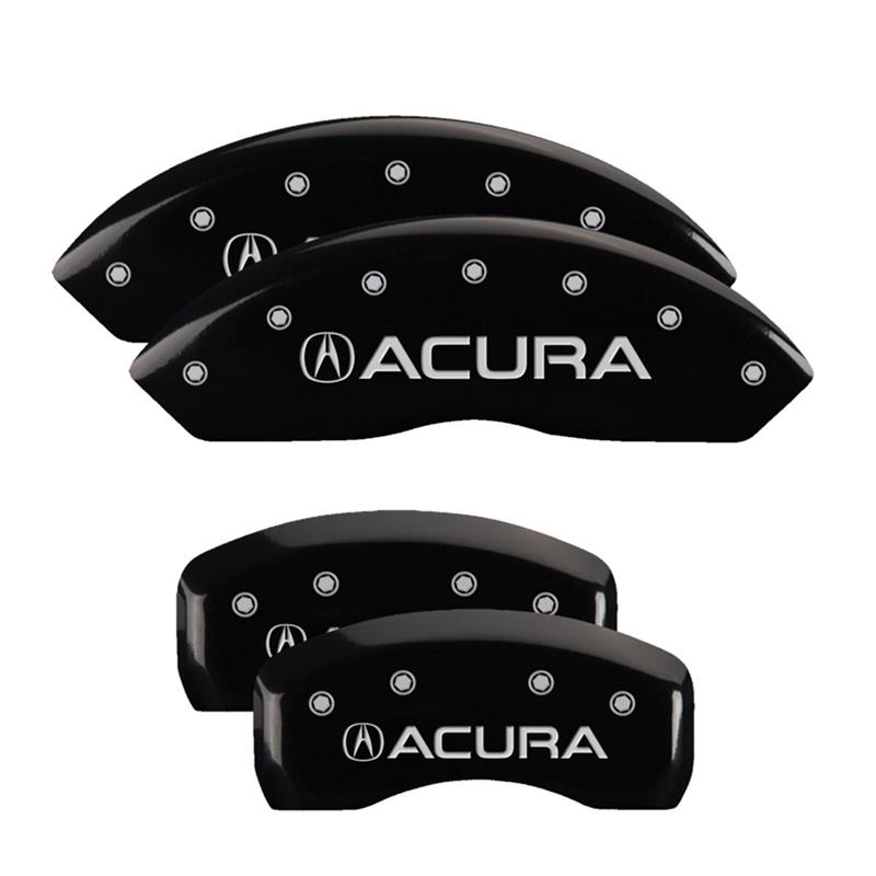 MGP 4 Caliper Covers Engraved Front & Rear Acura Black finish silver ch thumbnail 3