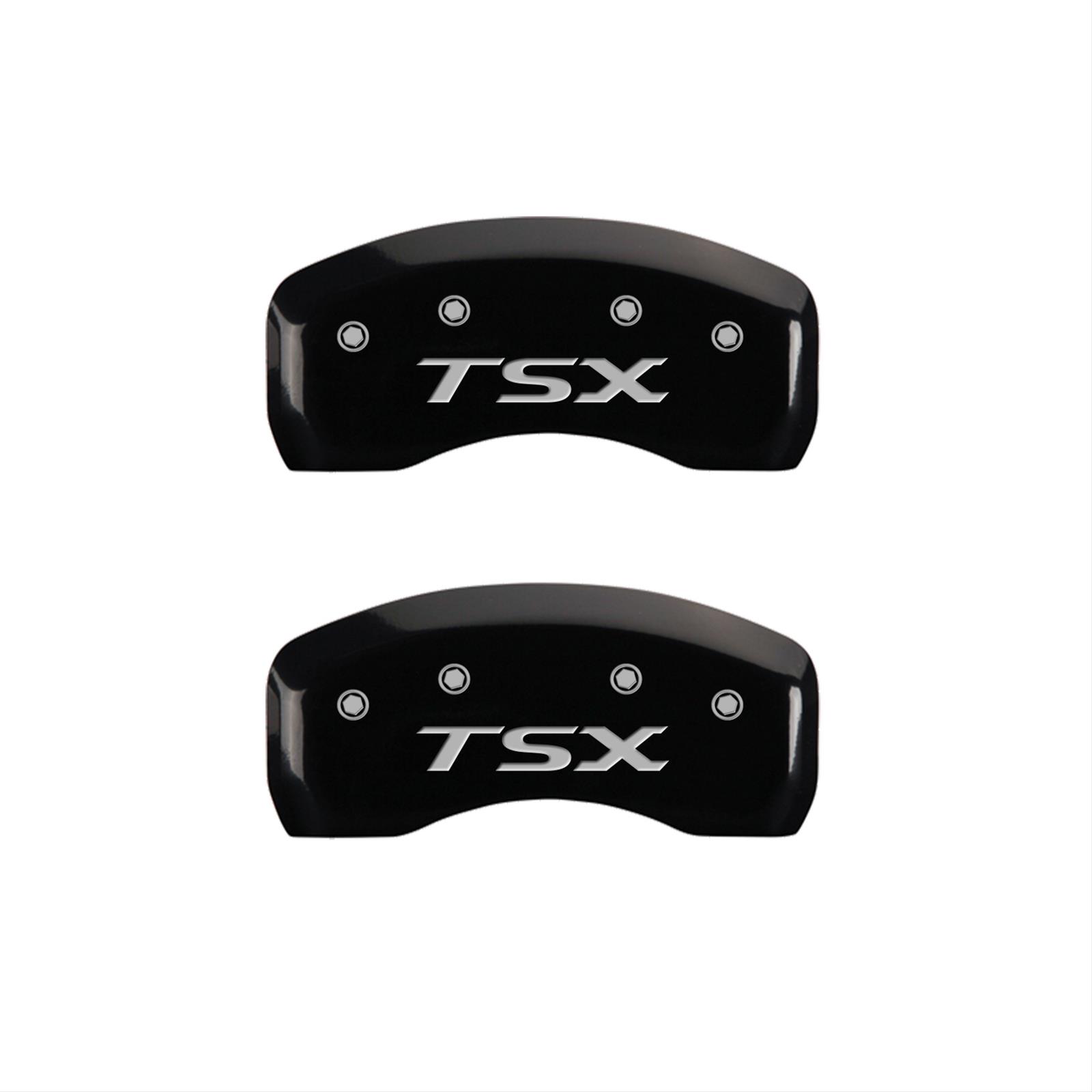 MGP 4 Caliper Covers Engraved Front Acura Engraved Rear TSX Black finish silver ch thumbnail 2