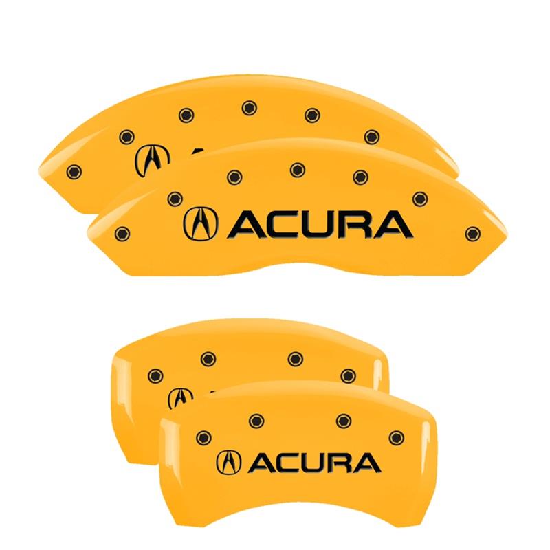 MGP 4 Caliper Covers Engraved Front & Rear Acura Yellow finish black ch thumbnail 3