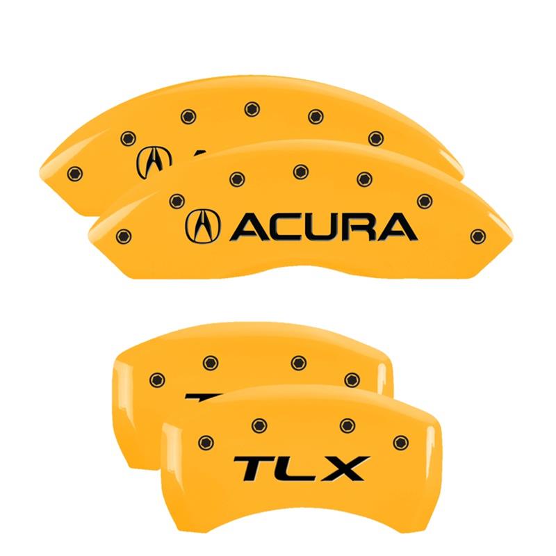 MGP 4 Caliper Covers Engraved Front Acura Engraved Rear TLX Yellow finish black ch thumbnail 3