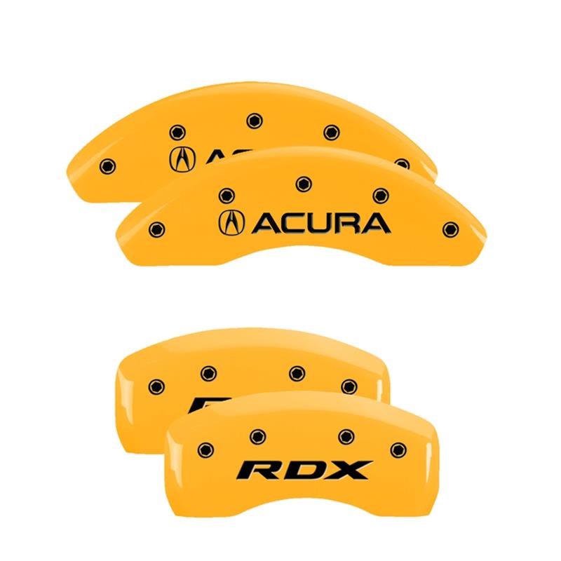 MGP 4 Caliper Covers Engraved Front Acura Engraved Rear RDX Yellow finish black ch thumbnail 3