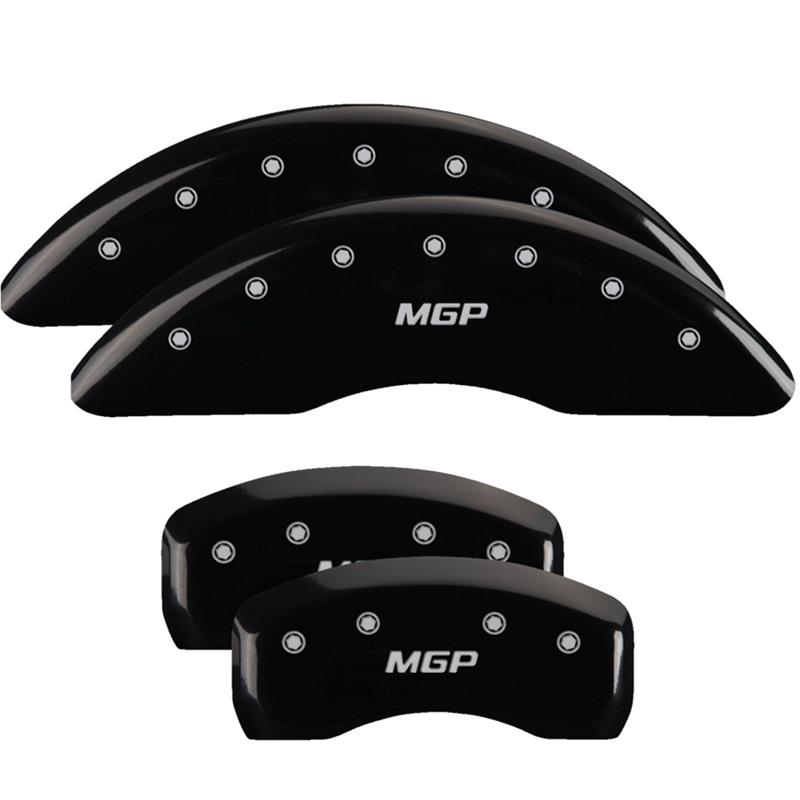 MGP Black Caliper Covers for 2016-2020 XF - 41111SMGPBK Brake Covers, Clip-on, Aluminum, Powdercoated, Logo, Jaguar, Set of 4