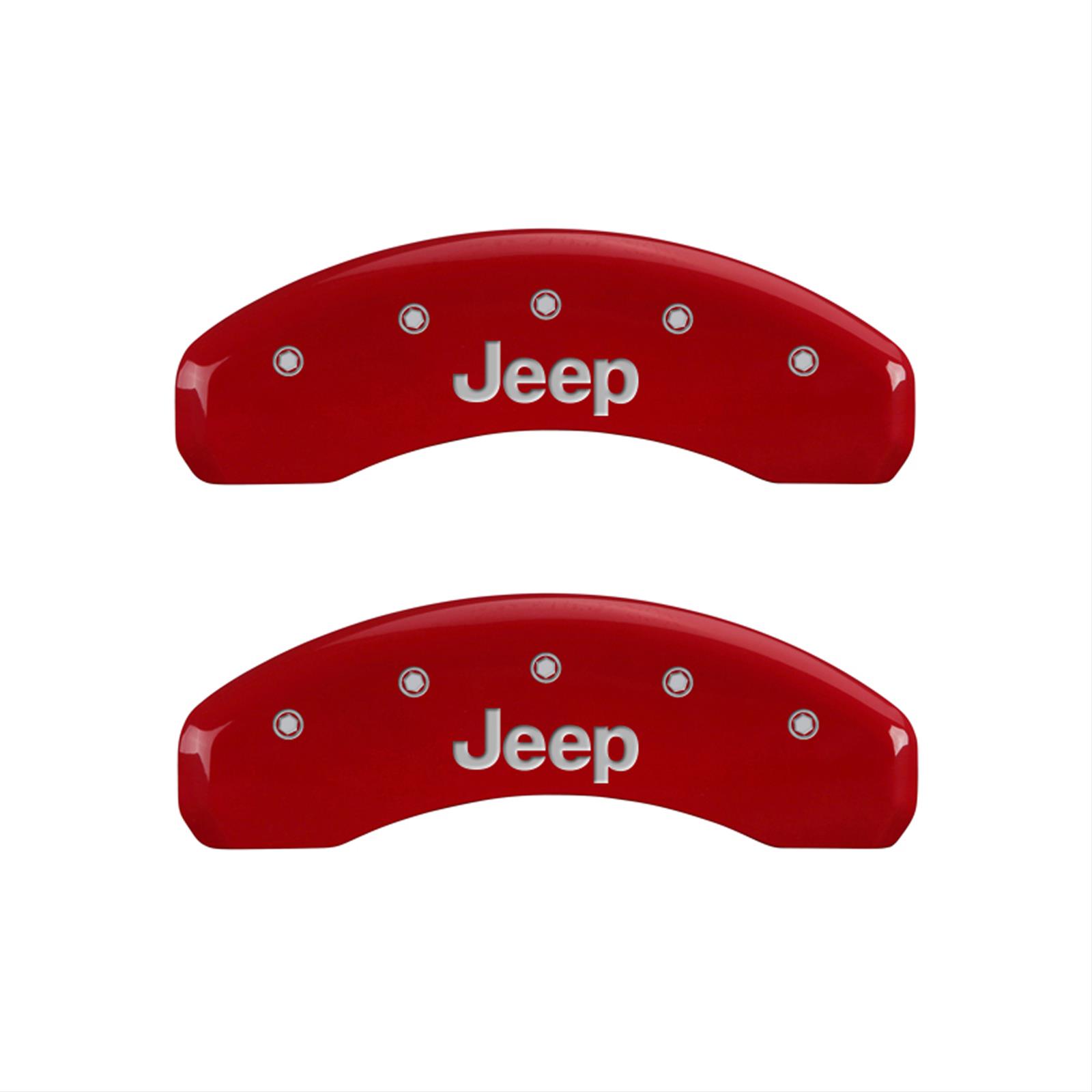 MGP 4 Caliper Covers Engraved Front & Rear JEEP Red finish silver ch thumbnail 2