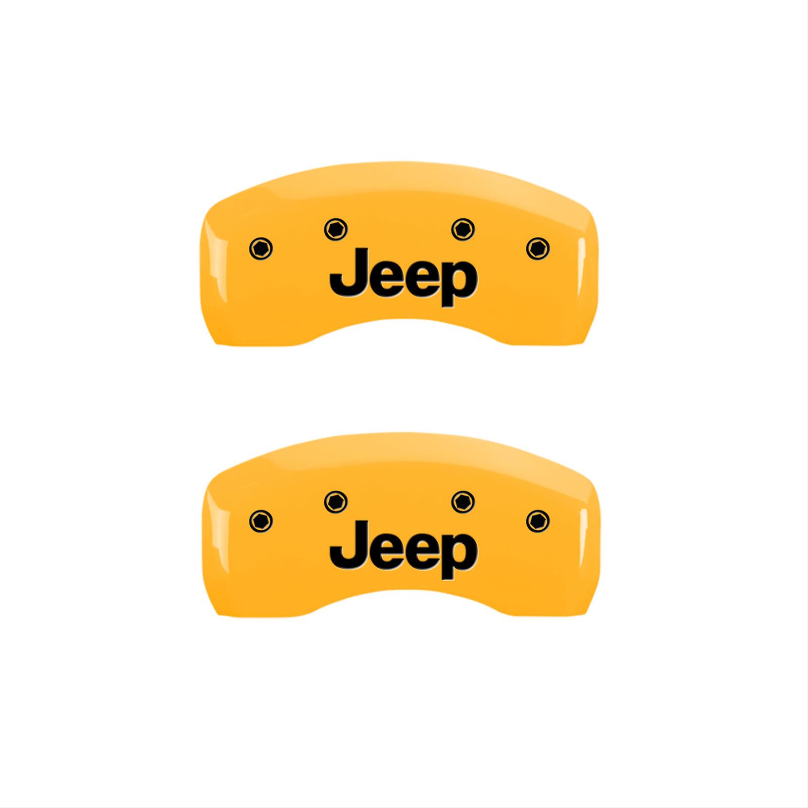 MGP 4 Caliper Covers Engraved Front & Rear JEEP Yellow finish black ch thumbnail 2