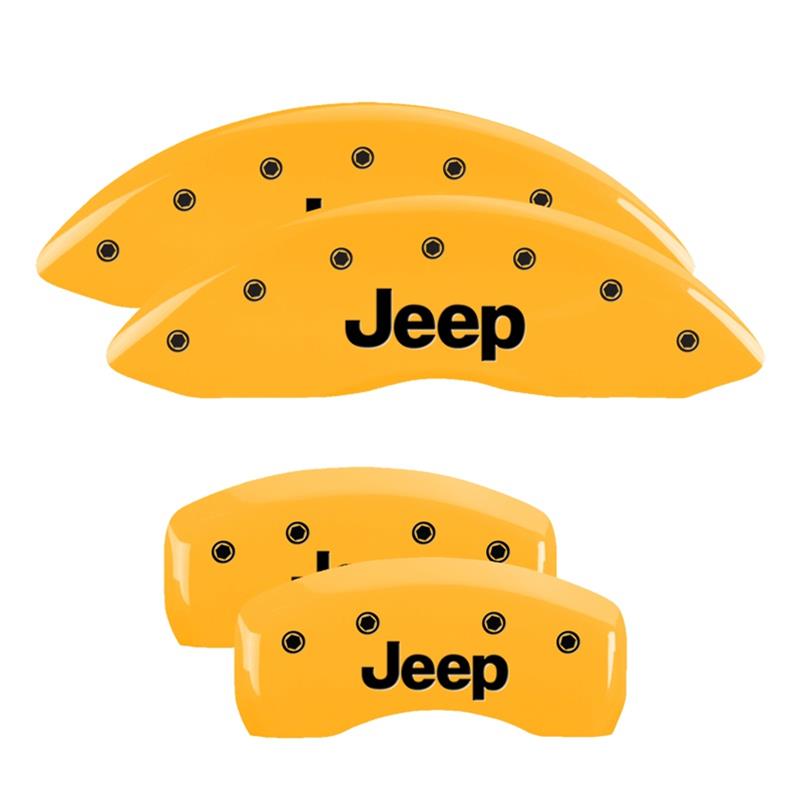 MGP 4 Caliper Covers Engraved Front & Rear JEEP Yellow finish black ch thumbnail 3
