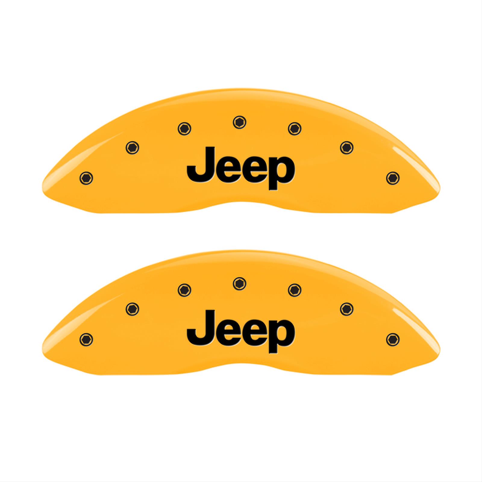 MGP 4 Caliper Covers Engraved Front & Rear JEEP Yellow finish black ch