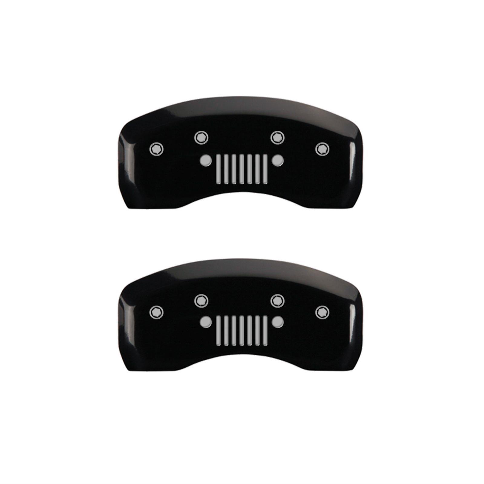 MGP 4 Caliper Covers Engraved Front JEEP Engraved Rear JEEP Grill logo Black finish silver ch thumbnail 2