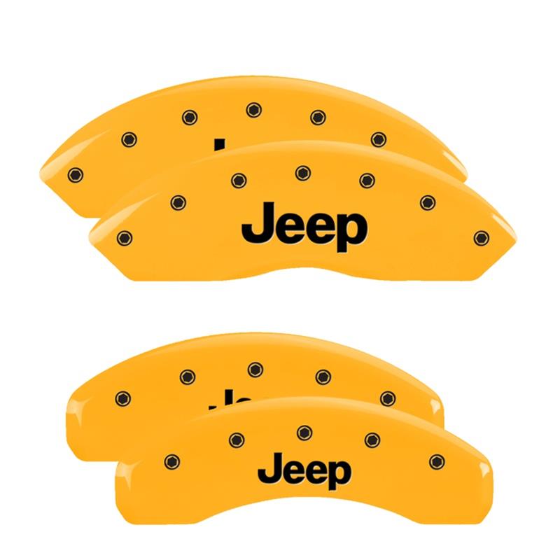 MGP 4 Caliper Covers Engraved Front & Rear JEEP Yellow finish black ch thumbnail 3