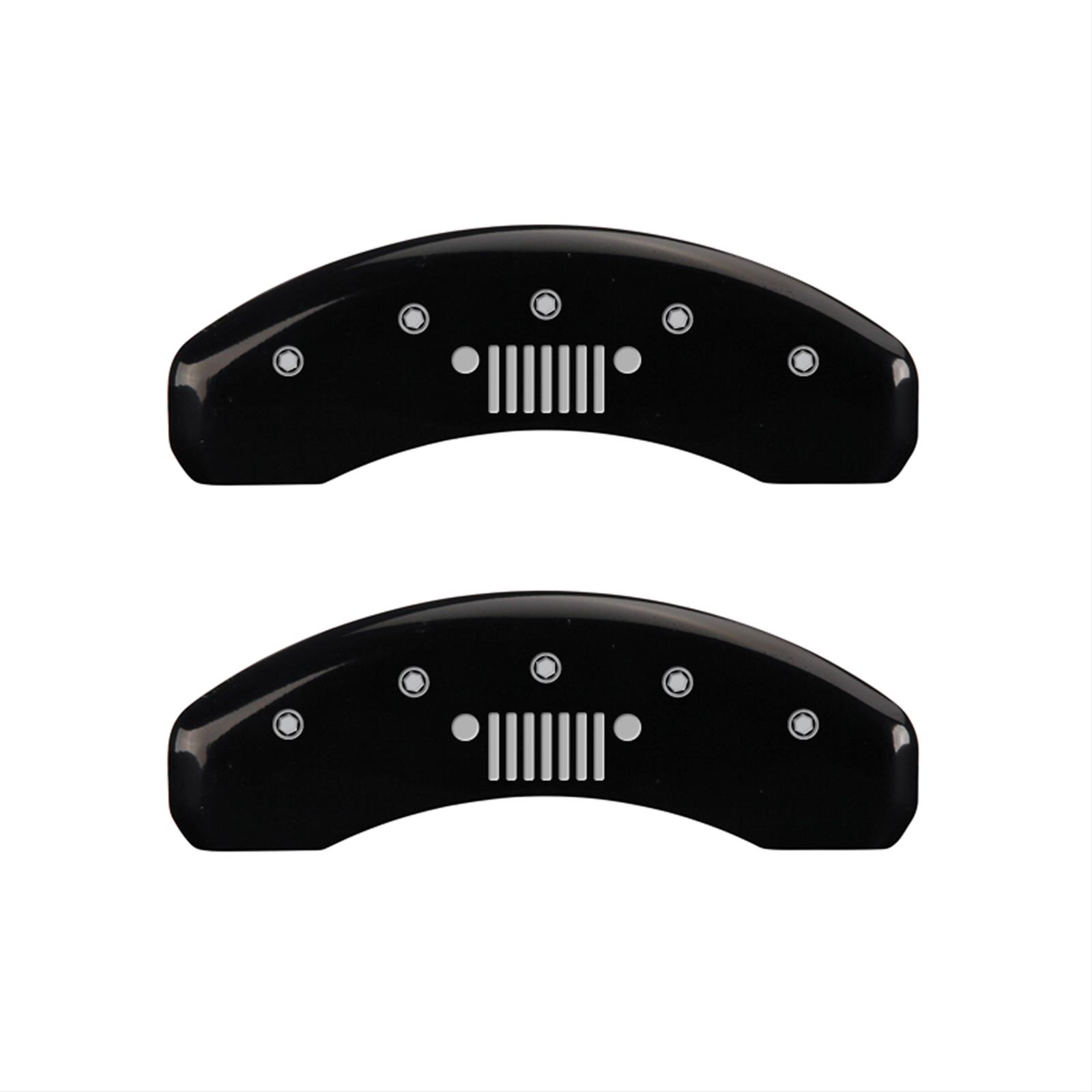 MGP 4 Caliper Covers Engraved Front JEEP Engraved Rear JEEP Grill logo Black finish silver ch thumbnail 2