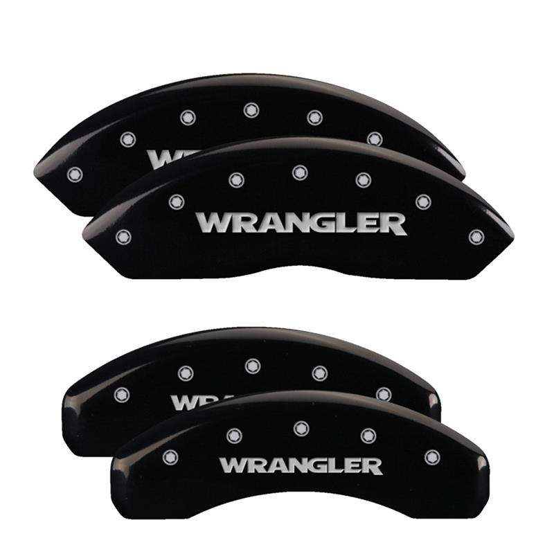 MGP 4 Caliper Covers Engraved Front & Rear WRANGLER Black finish silver ch thumbnail 3