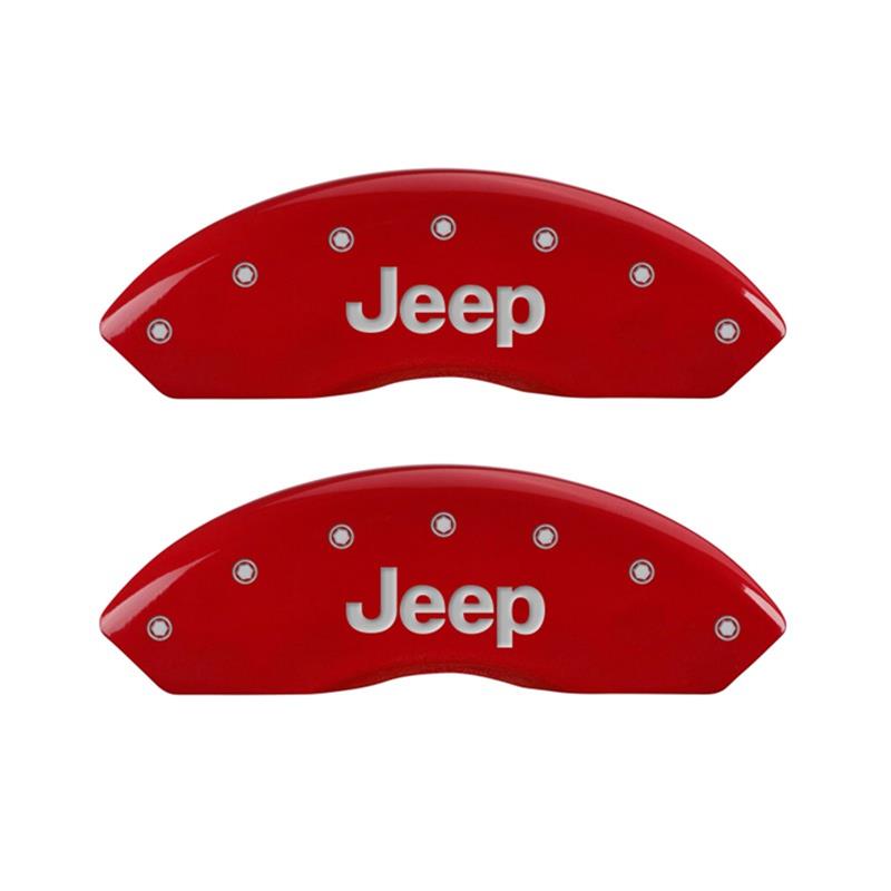 MGP Front set 2 Caliper Covers Engraved Front JEEP Red finish silver ch thumbnail 2