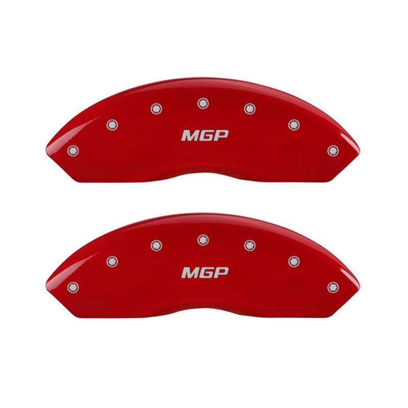 MGP Front set 2 Caliper Covers Engraved Front MGP Red finish silver ch thumbnail 2