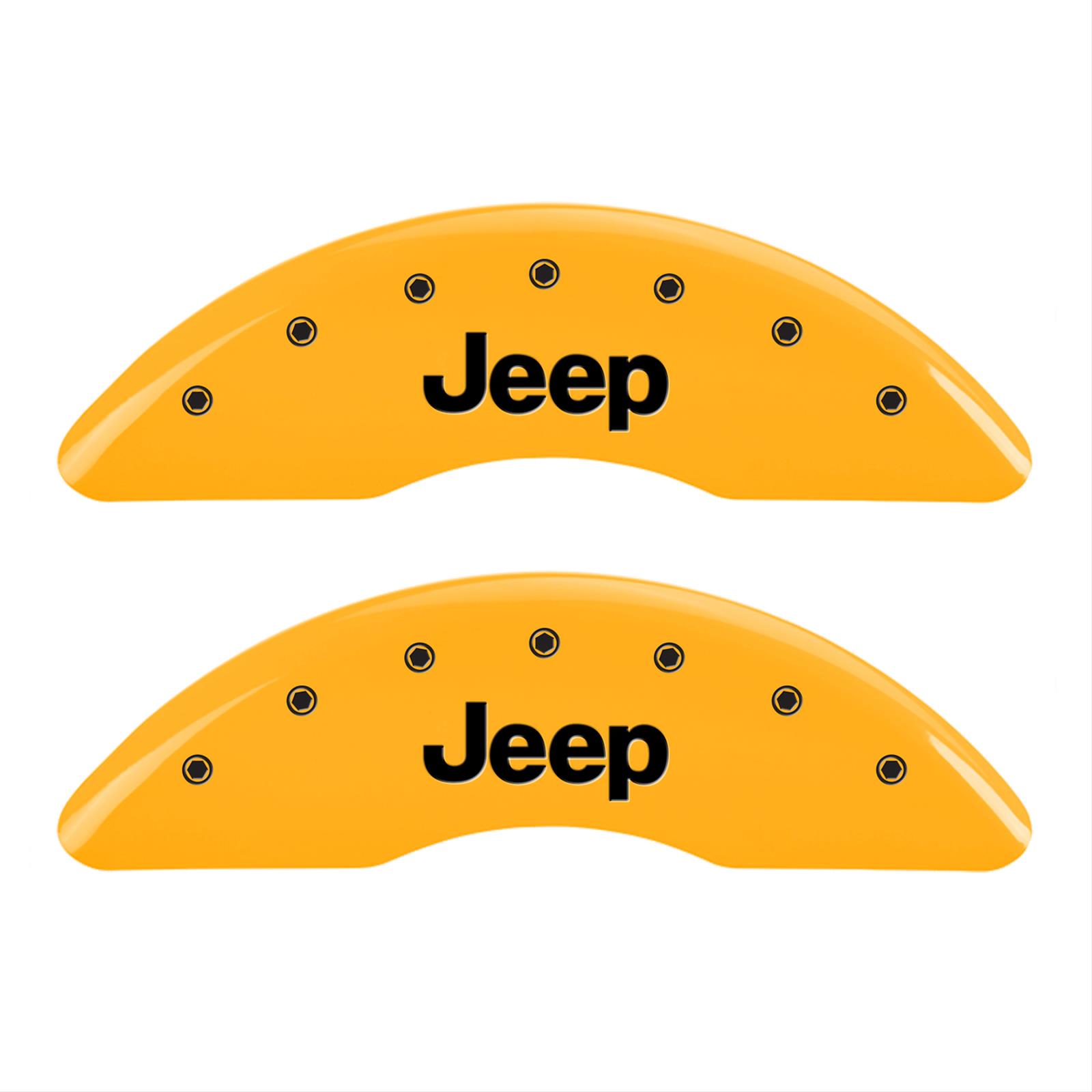MGP 4 Caliper Covers Engraved Front & Rear JEEP Yellow finish black ch thumbnail 2