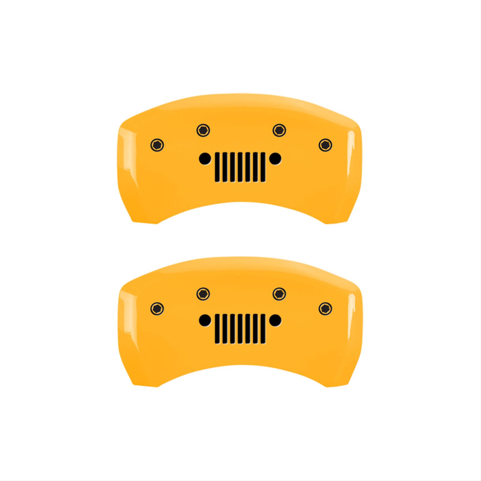 MGP 4 Caliper Covers Engraved Front JEEP Engraved Rear JEEP Grill logo Yellow finish black ch thumbnail 2