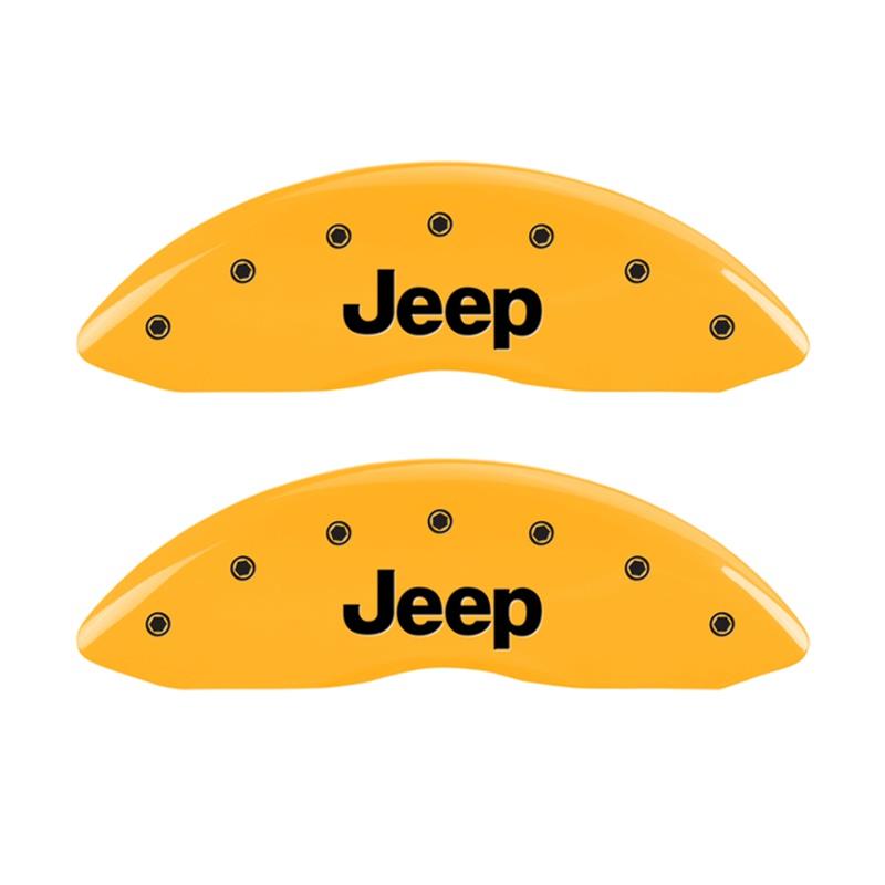 MGP Front set 2 Caliper Covers Engraved Front JEEP Yellow finish black ch thumbnail 2