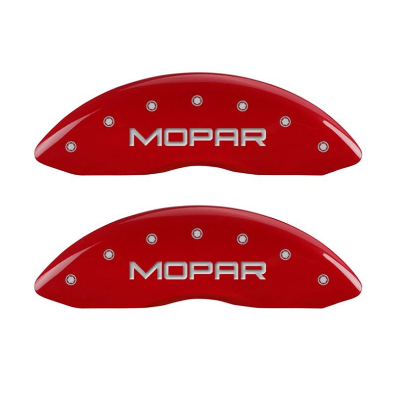 MGP Front set 2 Caliper Covers Engraved Front MOPAR Red finish silver ch thumbnail 2