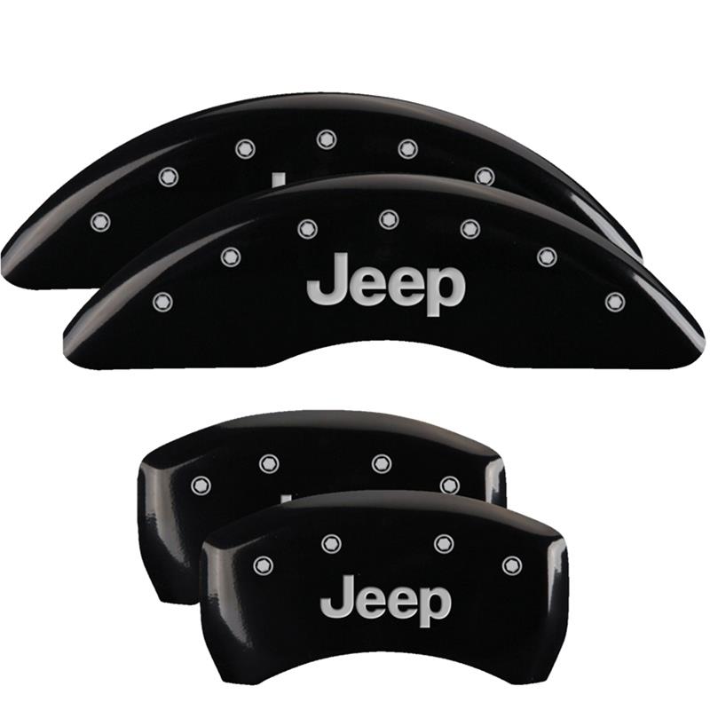 MGP 4 Caliper Covers Engraved Front & Rear JEEP Black finish silver ch thumbnail 3