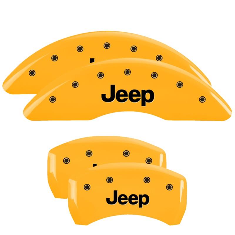 MGP 4 Caliper Covers Engraved Front & Rear JEEP Yellow finish black ch thumbnail 3