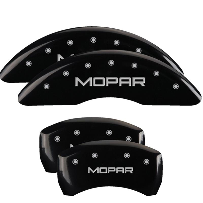 MGP 4 Caliper Covers Engraved Front & Rear MOPAR Black finish silver ch thumbnail 3
