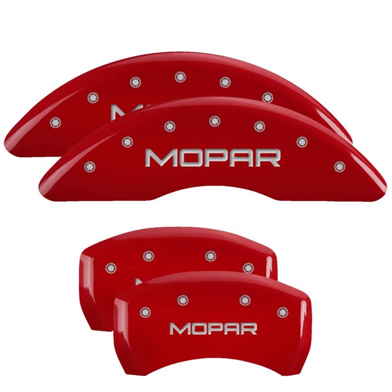 MGP 4 Caliper Covers Engraved Front & Rear MOPAR Red finish silver ch thumbnail 3