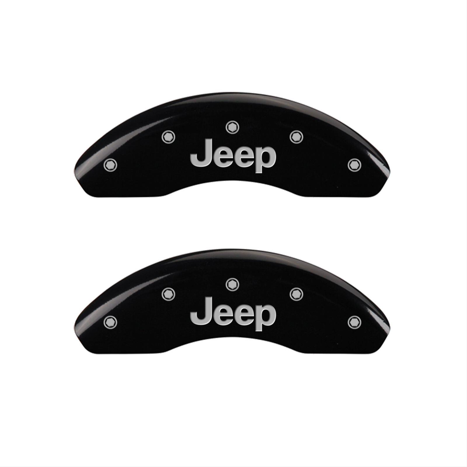 MGP 4 Caliper Covers Engraved Front & Rear JEEP Black finish silver ch