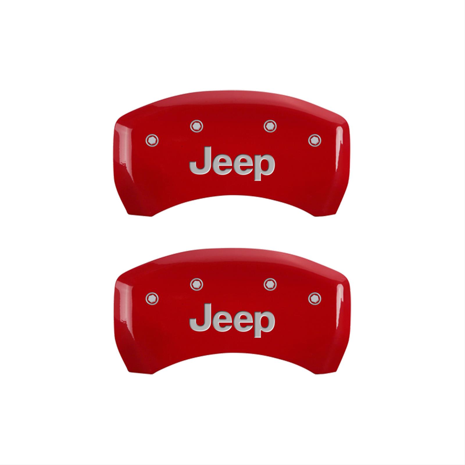 MGP 4 Caliper Covers Engraved Front & Rear JEEP Red finish silver ch thumbnail 2