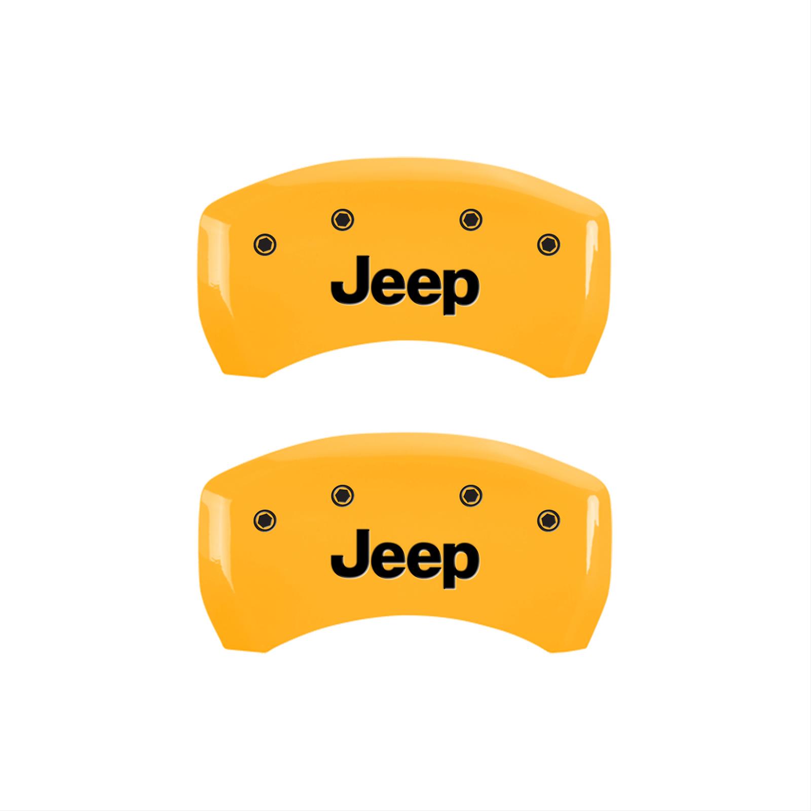 MGP 4 Caliper Covers Engraved Front & Rear JEEP Yellow finish black ch thumbnail 2