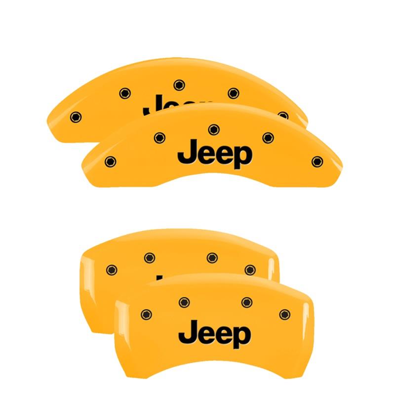 MGP 4 Caliper Covers Engraved Front & Rear JEEP Yellow finish black ch thumbnail 3