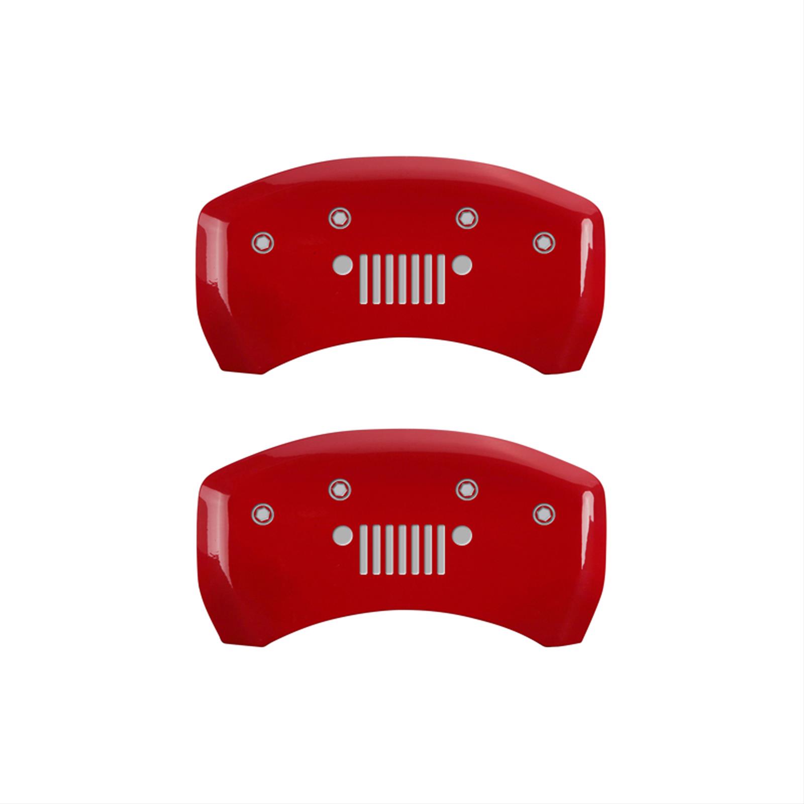 MGP 4 Caliper Covers Engraved Front JEEP Engraved Rear JEEP Grill logo Red finish silver ch thumbnail 2