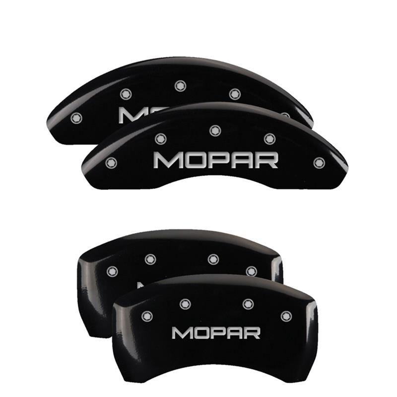 MGP 4 Caliper Covers Engraved Front & Rear MOPAR Black finish silver ch thumbnail 3